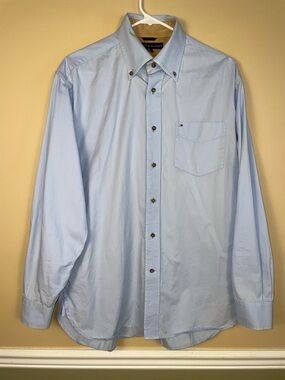 Tommy Hilfiger Men’s Light Blue Office Preppy LS Button-Up Dress Shirt